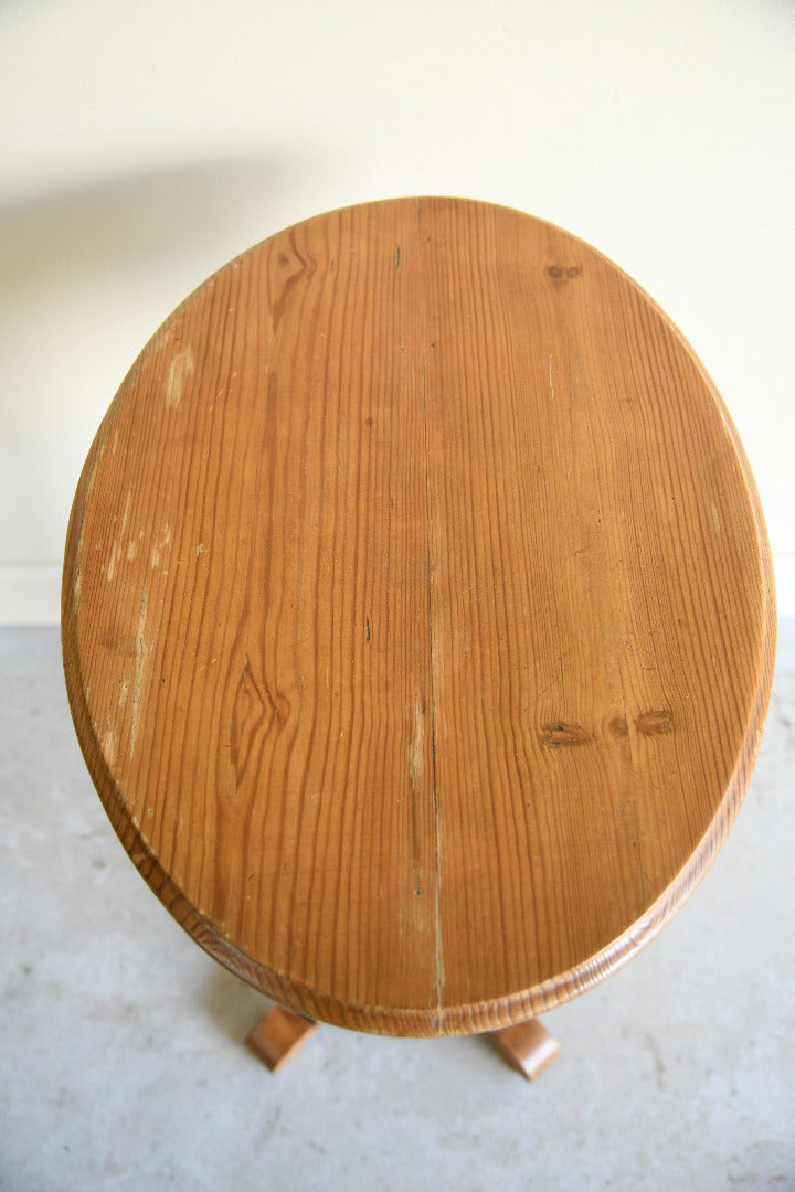 Antique Pine Oval Occasional Table with Drawer