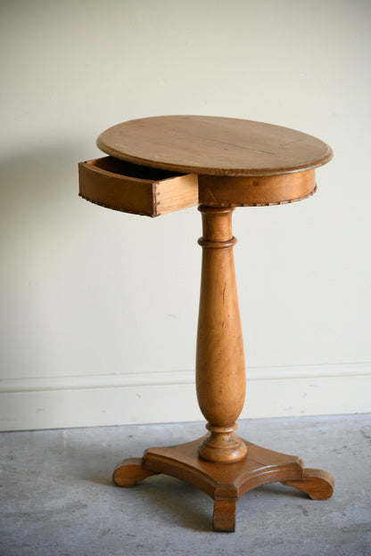 Antique Pine Oval Occasional Table with Drawer