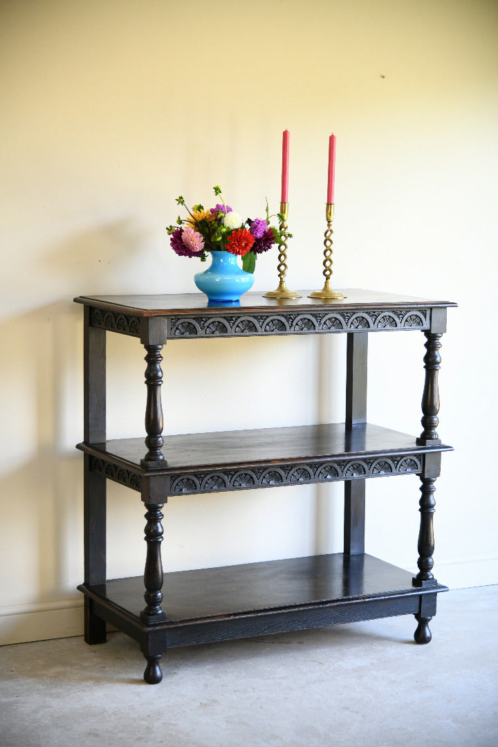 Late Victorian Carved Oak Three Tier Buffet