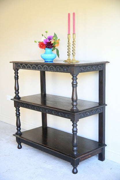 Late Victorian Carved Oak Three Tier Buffet
