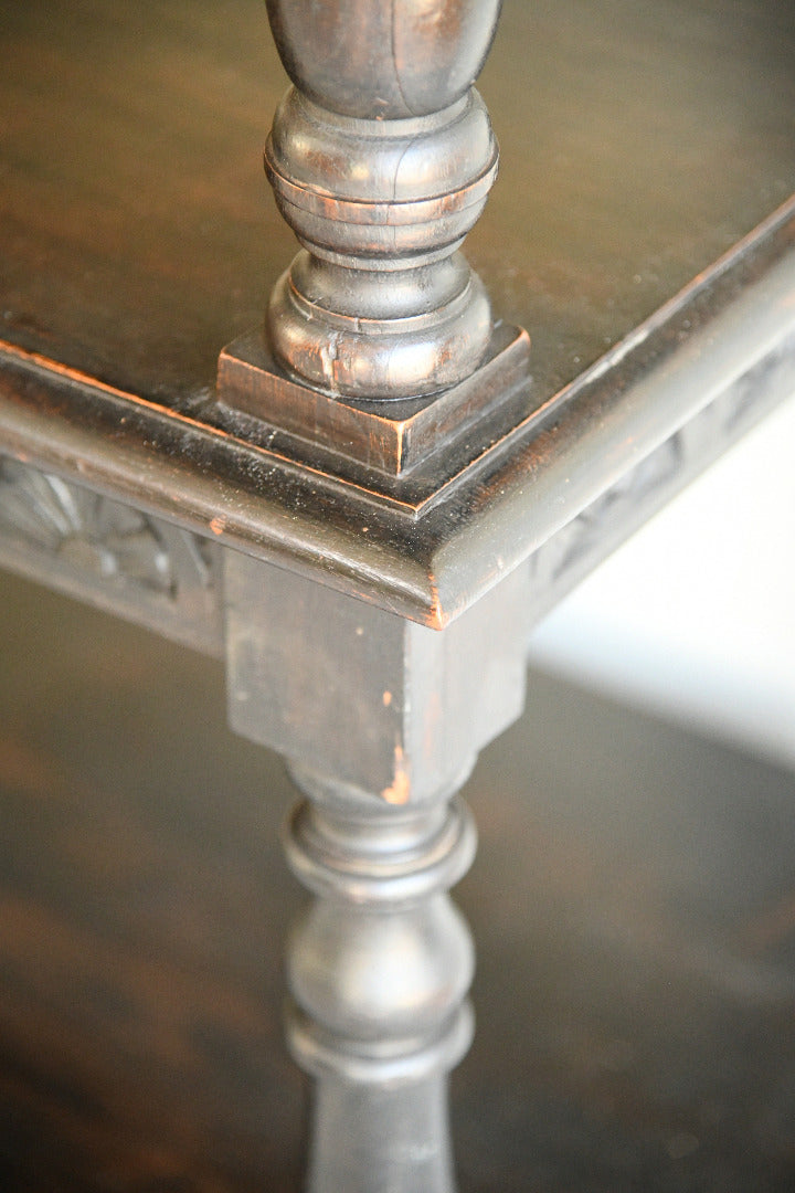 Late Victorian Carved Oak Three Tier Buffet