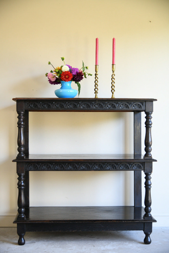 Late Victorian Carved Oak Three Tier Buffet
