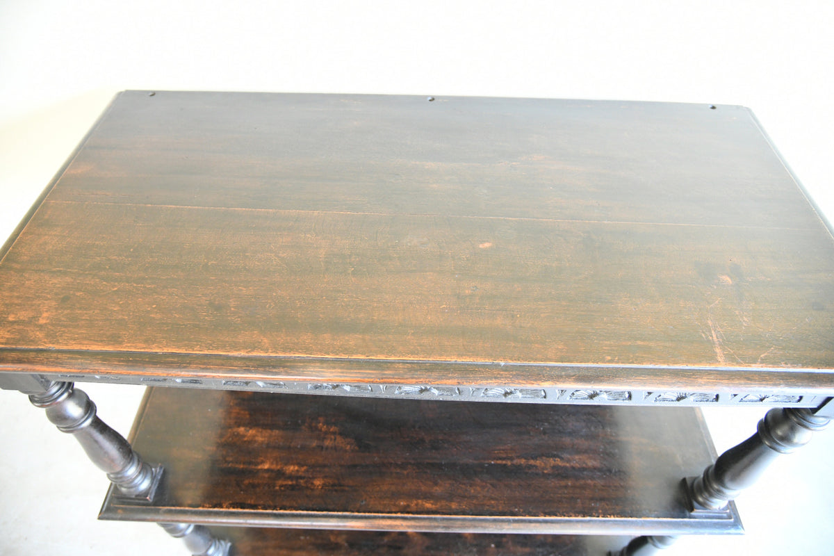 Late Victorian Carved Oak Three Tier Buffet