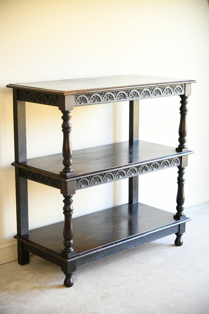 Late Victorian Carved Oak Three Tier Buffet