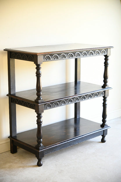 Late Victorian Carved Oak Three Tier Buffet