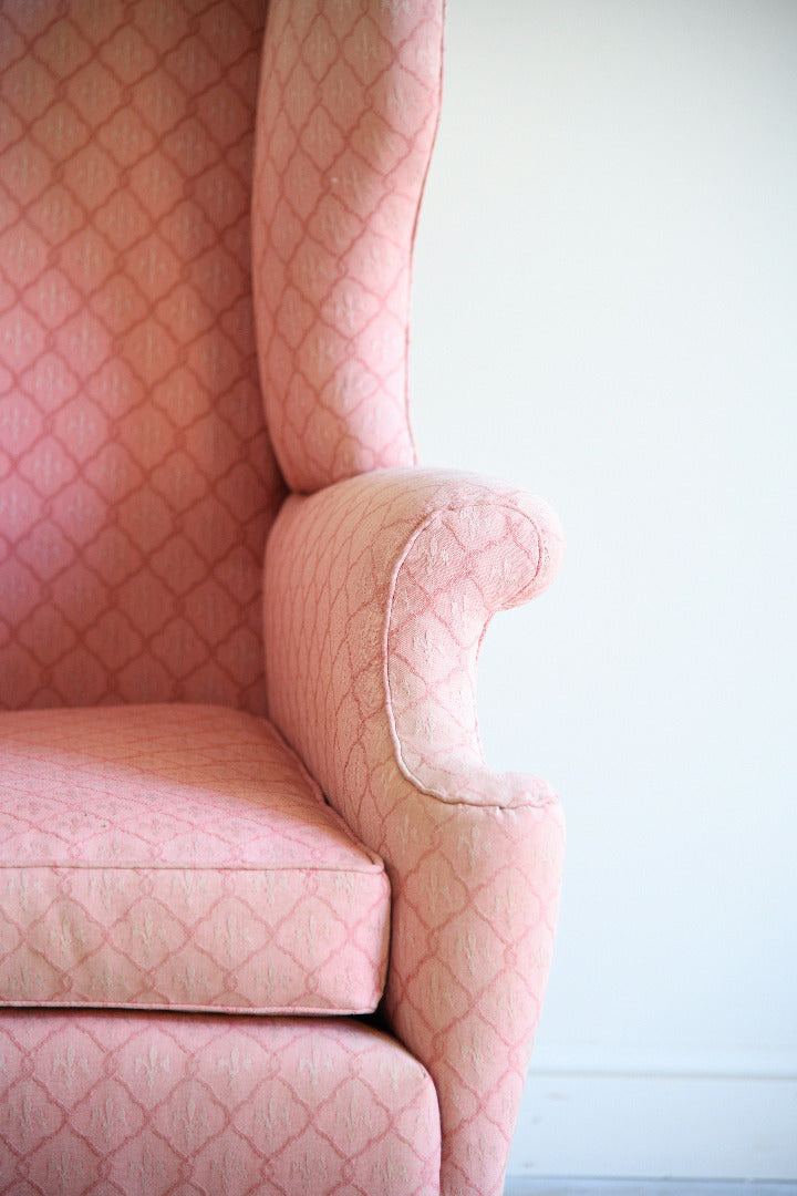 Pink Upholstered Wingback Armchair