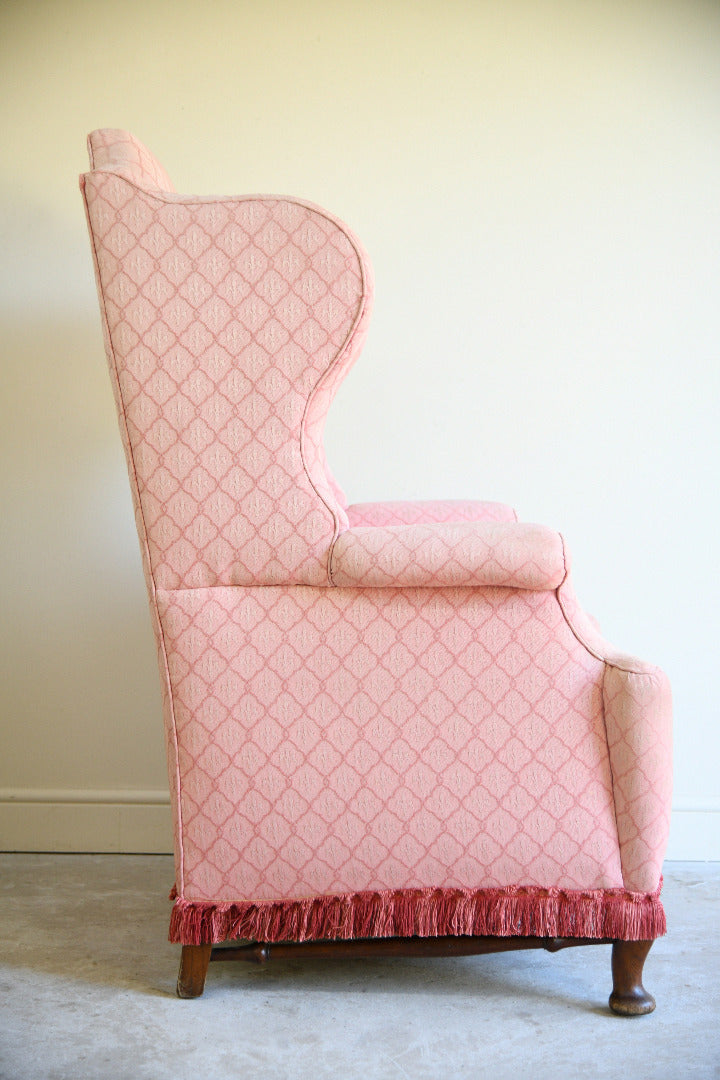 Pink Upholstered Wingback Armchair
