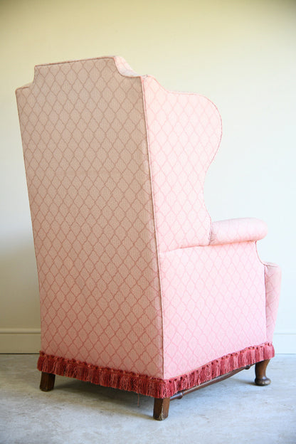 Pink Upholstered Wingback Armchair