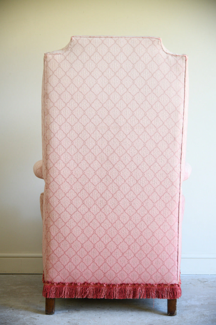 Pink Upholstered Wingback Armchair