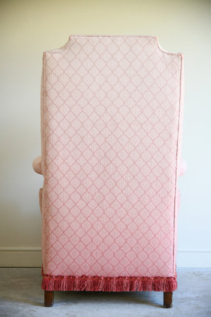 Pink Upholstered Wingback Armchair