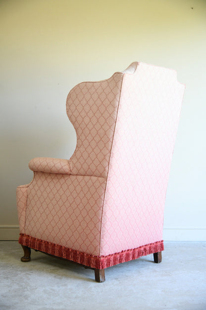Pink Upholstered Wingback Armchair
