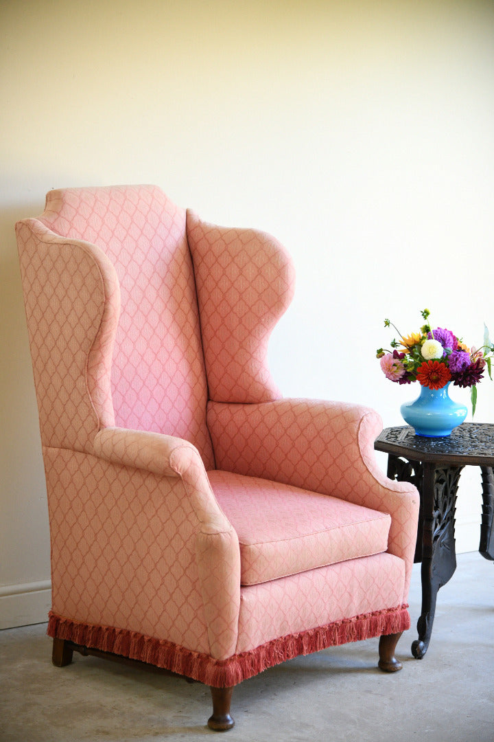 Pink Upholstered Wingback Armchair