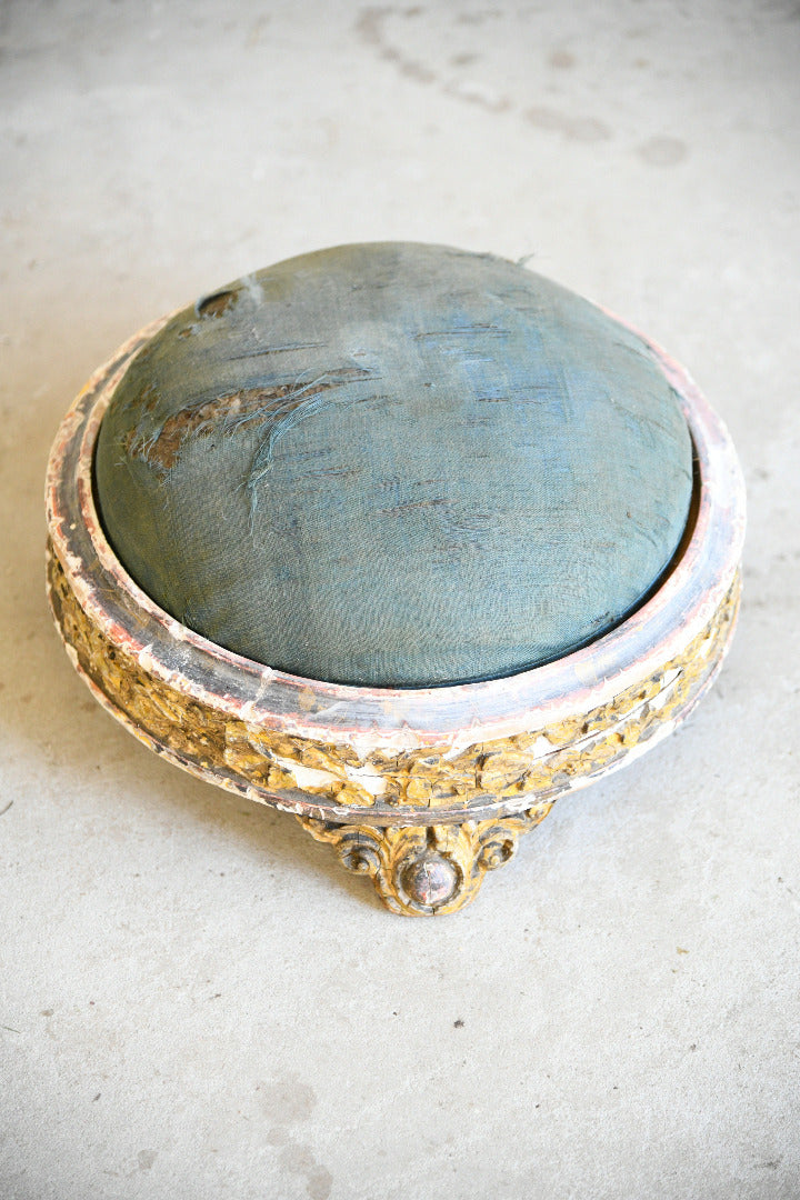 Antique Giltwood & Gesso Circular Footstool