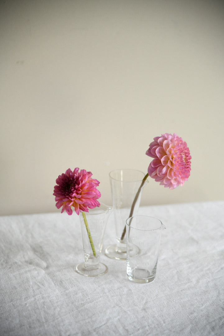 Vintage Etched Glass Medicine Measures