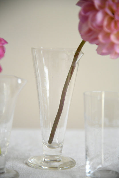 Vintage Etched Glass Medicine Measures