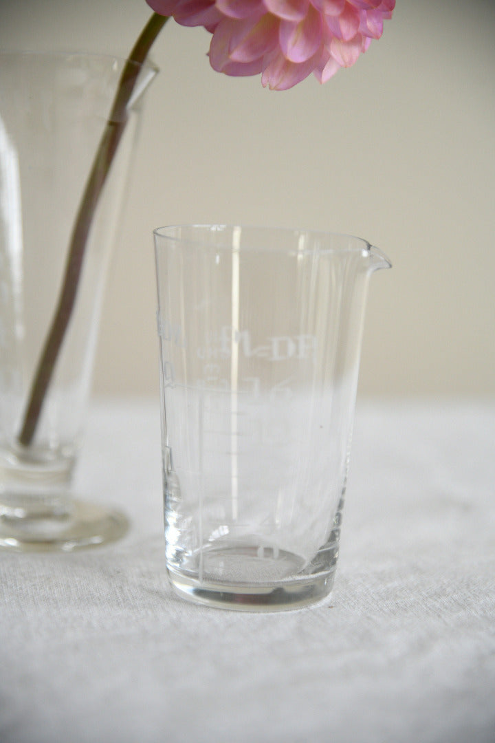 Vintage Etched Glass Medicine Measures