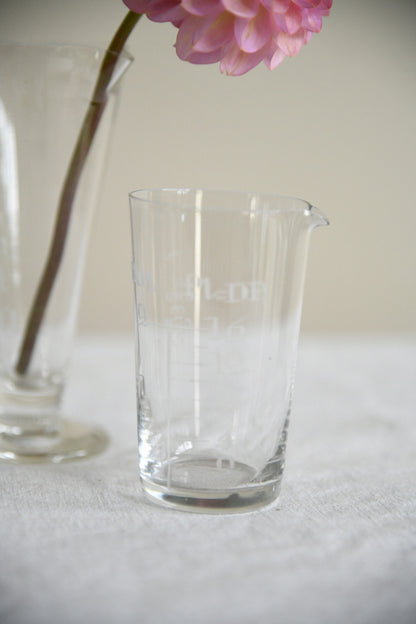 Vintage Etched Glass Medicine Measures