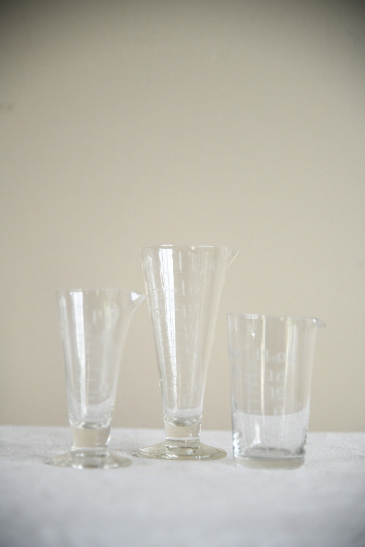 Vintage Etched Glass Medicine Measures