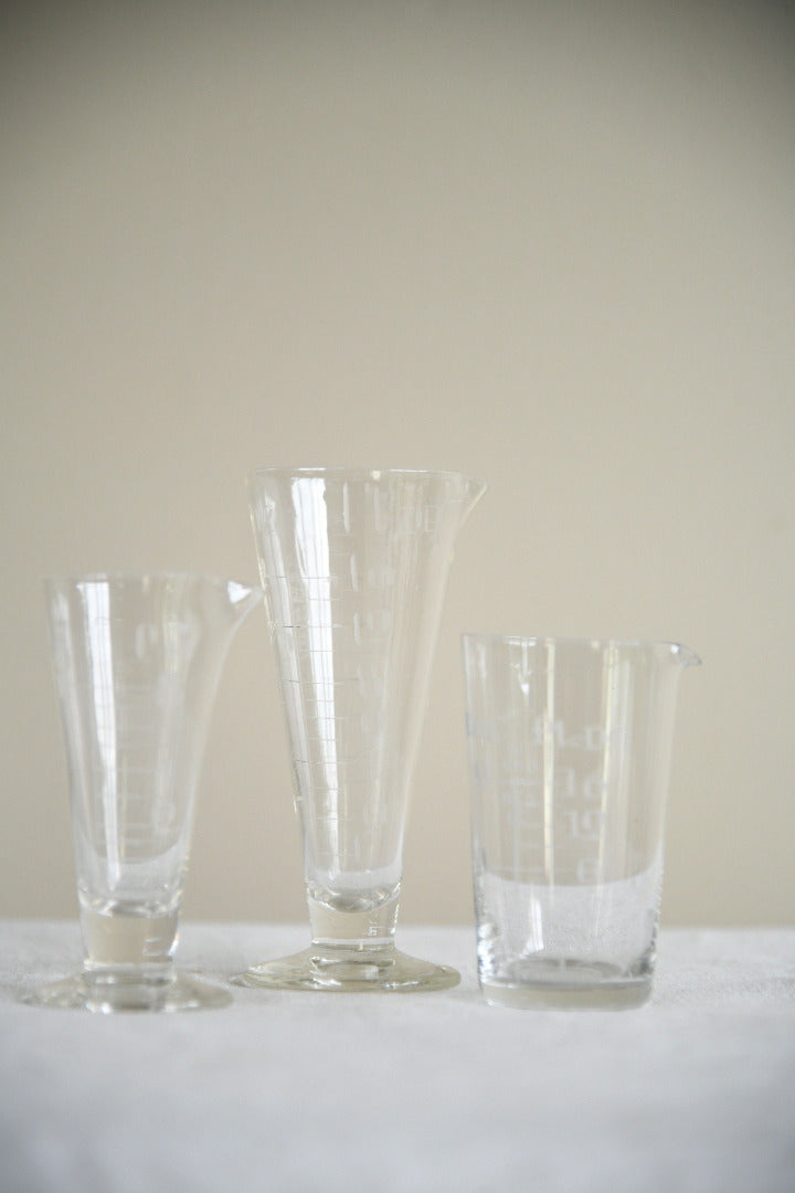 Vintage Etched Glass Medicine Measures