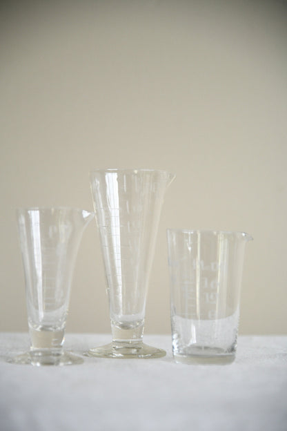 Vintage Etched Glass Medicine Measures