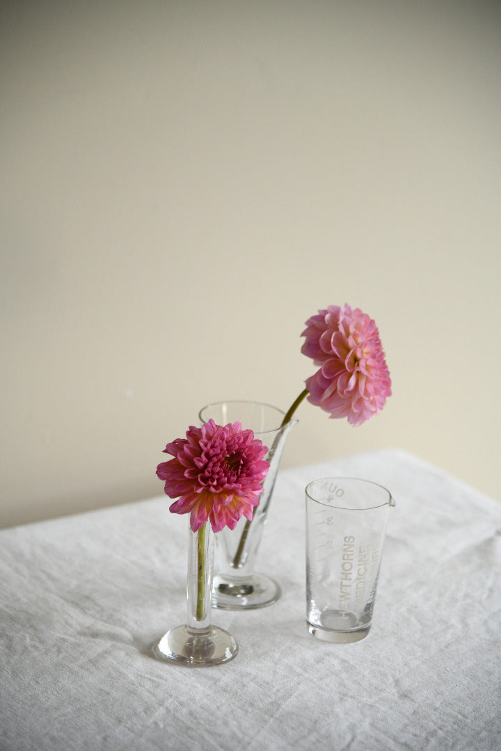 Vintage Apothecary Glass Measures with Etched Graduations