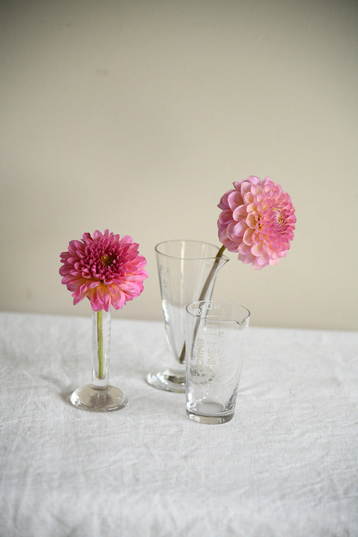 Vintage Apothecary Glass Measures with Etched Graduations