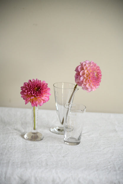 Vintage Apothecary Glass Measures with Etched Graduations