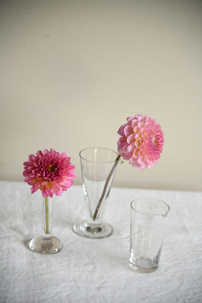 Vintage Apothecary Glass Measures with Etched Graduations