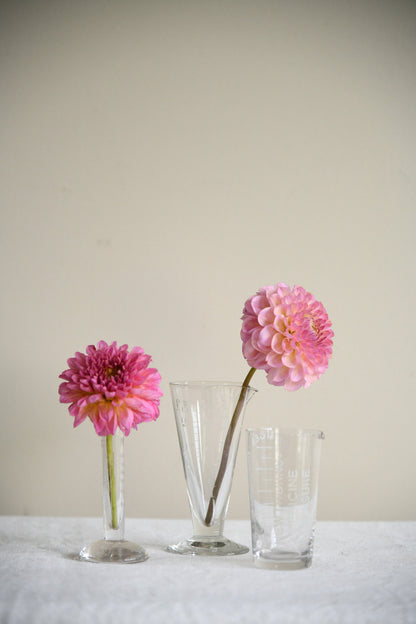 Vintage Apothecary Glass Measures with Etched Graduations