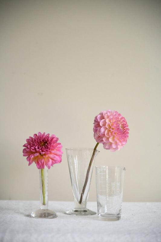 Vintage Apothecary Glass Measures with Etched Graduations