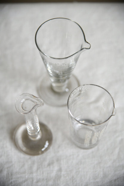 Vintage Apothecary Glass Measures with Etched Graduations