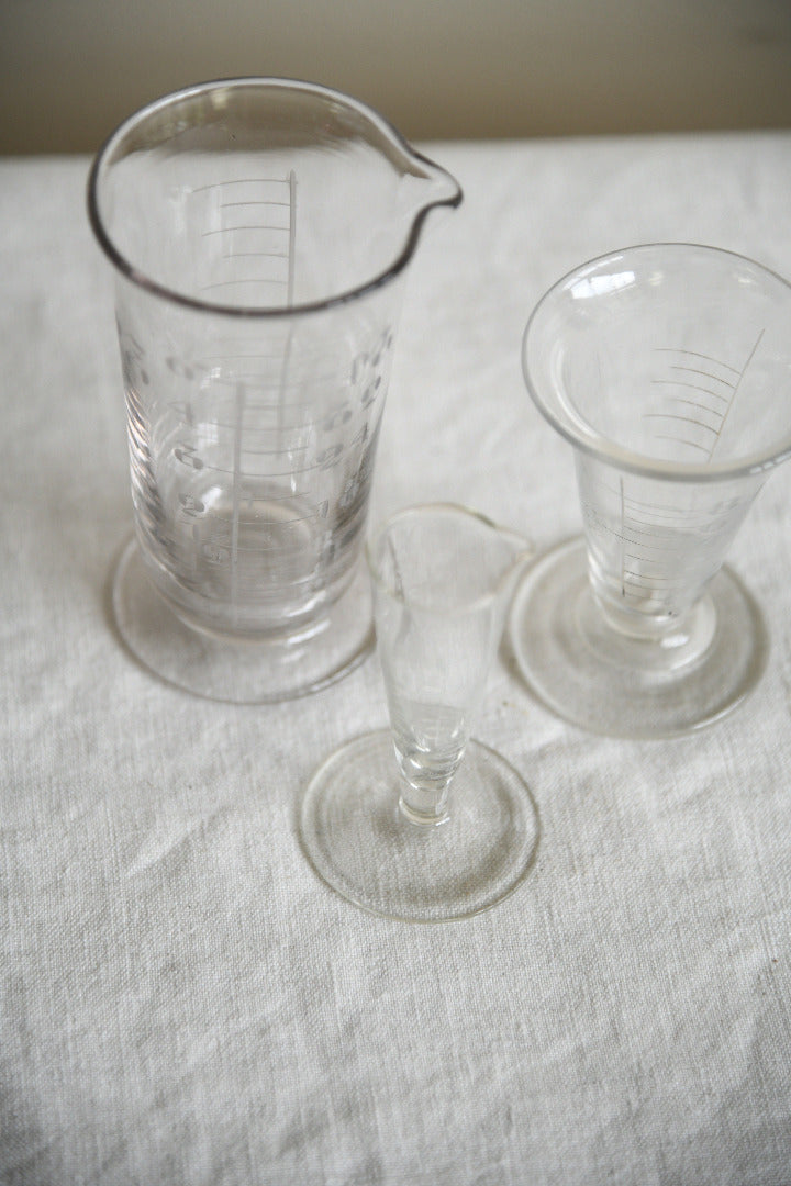 Vintage Chemist's Etched Glass Measures