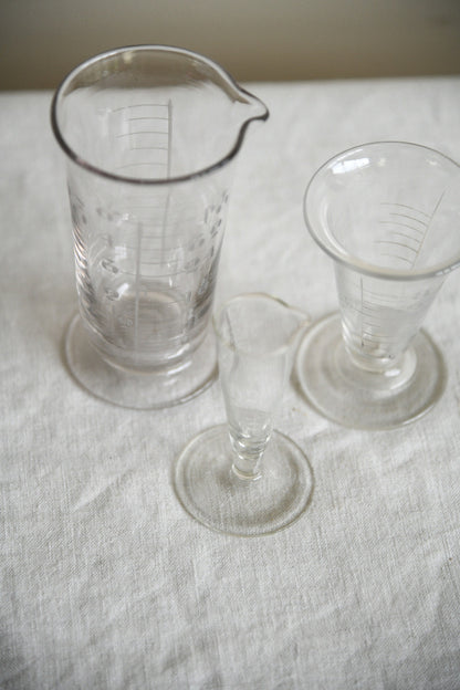Vintage Chemist's Etched Glass Measures