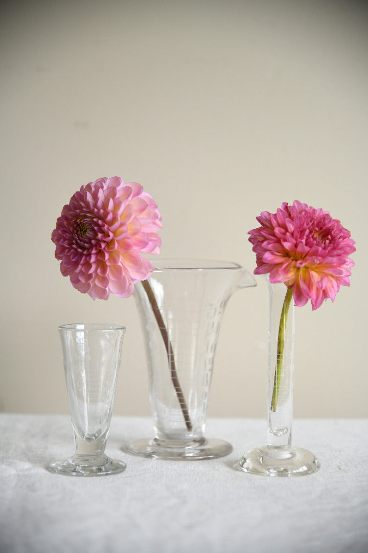 Vintage Pharmacy Glass Measuring Vessels