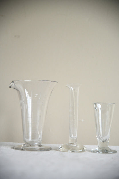 Vintage Pharmacy Glass Measuring Vessels