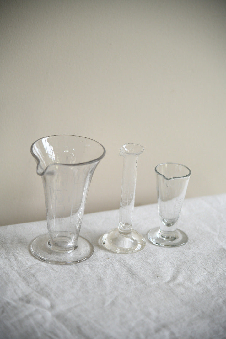 Vintage Pharmacy Glass Measuring Vessels