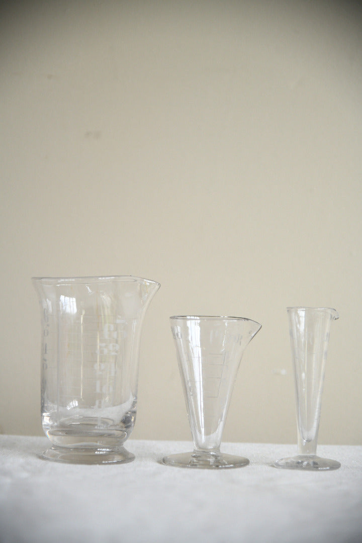 Vintage Etched Glass Apothecary Measures