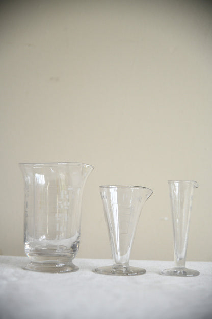 Vintage Etched Glass Apothecary Measures