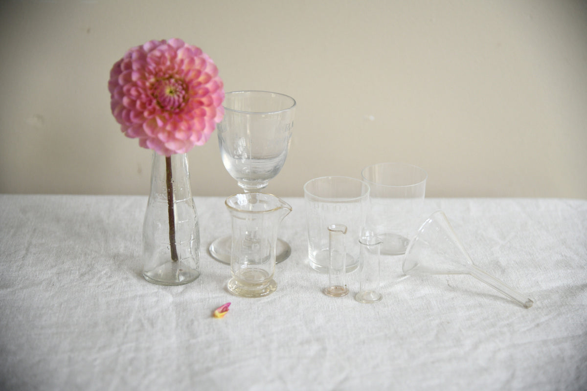 Collection of Vintage Glass Medicine Measures