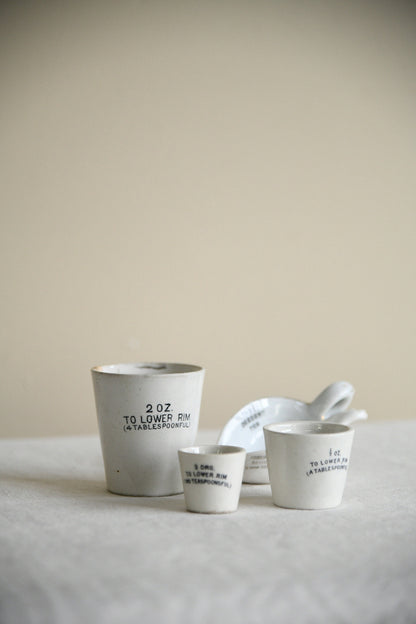 Collection of Vintage White Ironstone Medicinal Measures