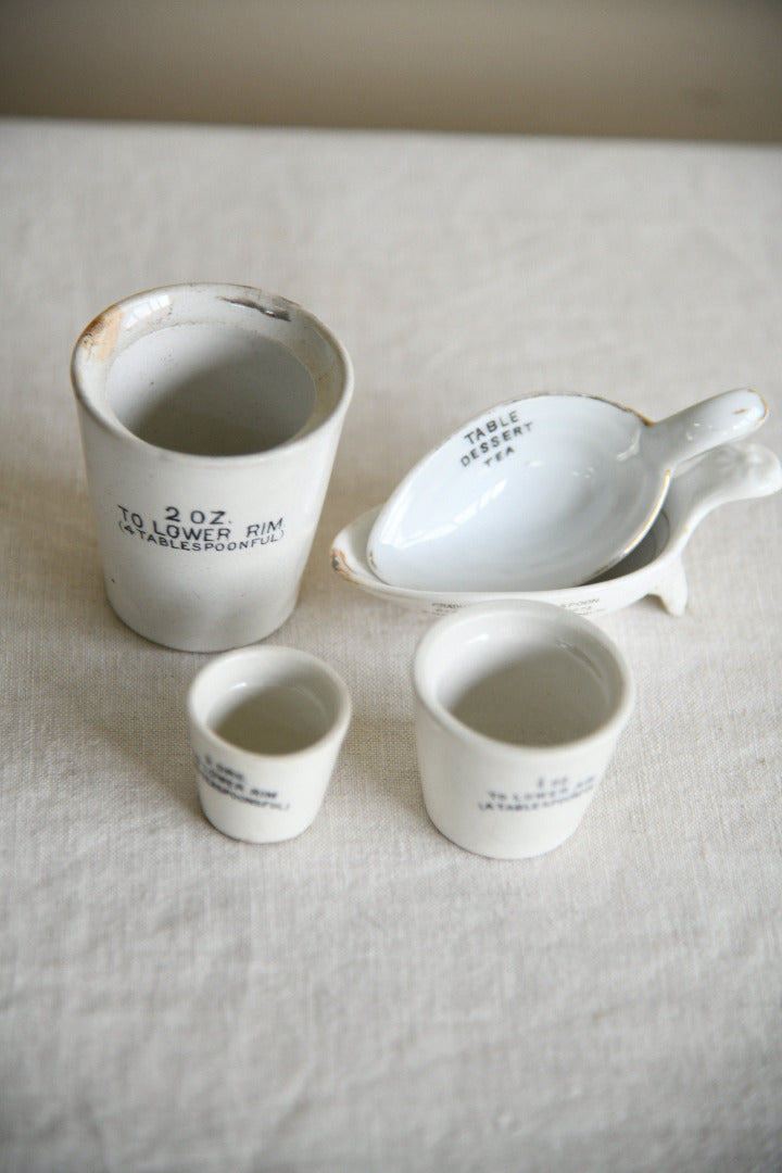 Collection of Vintage White Ironstone Medicinal Measures