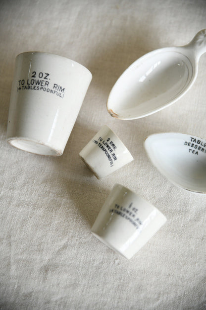 Collection of Vintage White Ironstone Medicinal Measures
