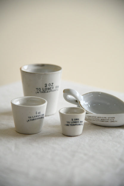 Collection of Vintage White Ironstone Medicinal Measures