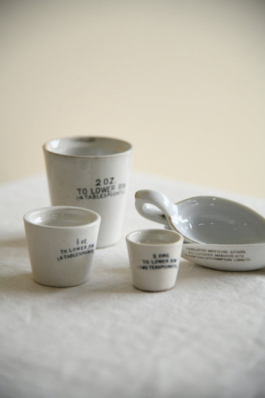 Collection of Vintage White Ironstone Medicinal Measures