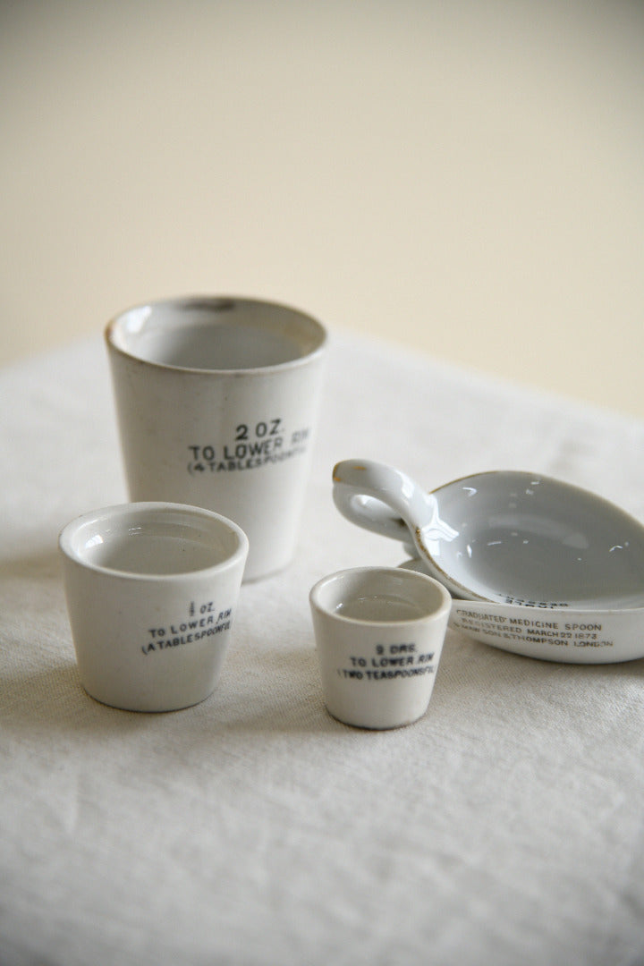Collection of Vintage White Ironstone Medicinal Measures