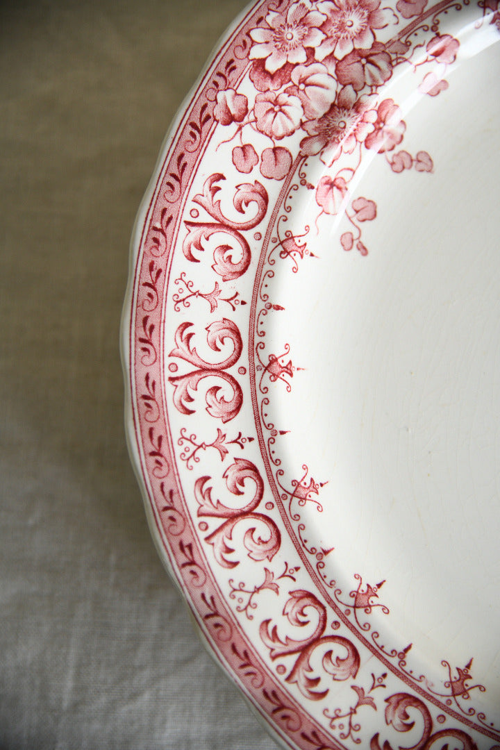 4 Antique Keeling & Co Oxford Red Transferware Dinner Plates