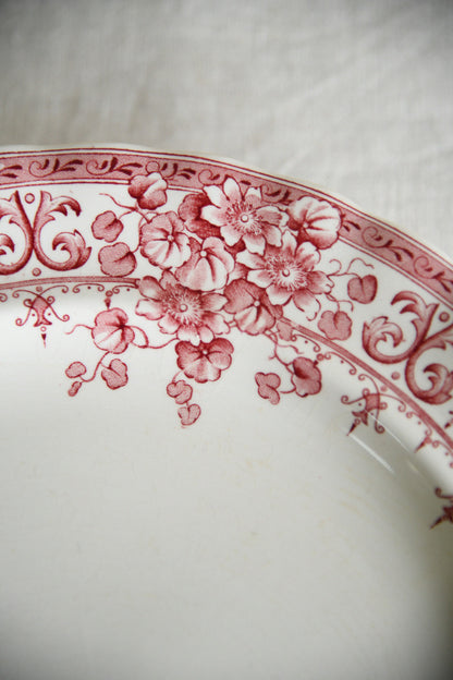 4 Antique Keeling & Co Oxford Red Transferware Dinner Plates