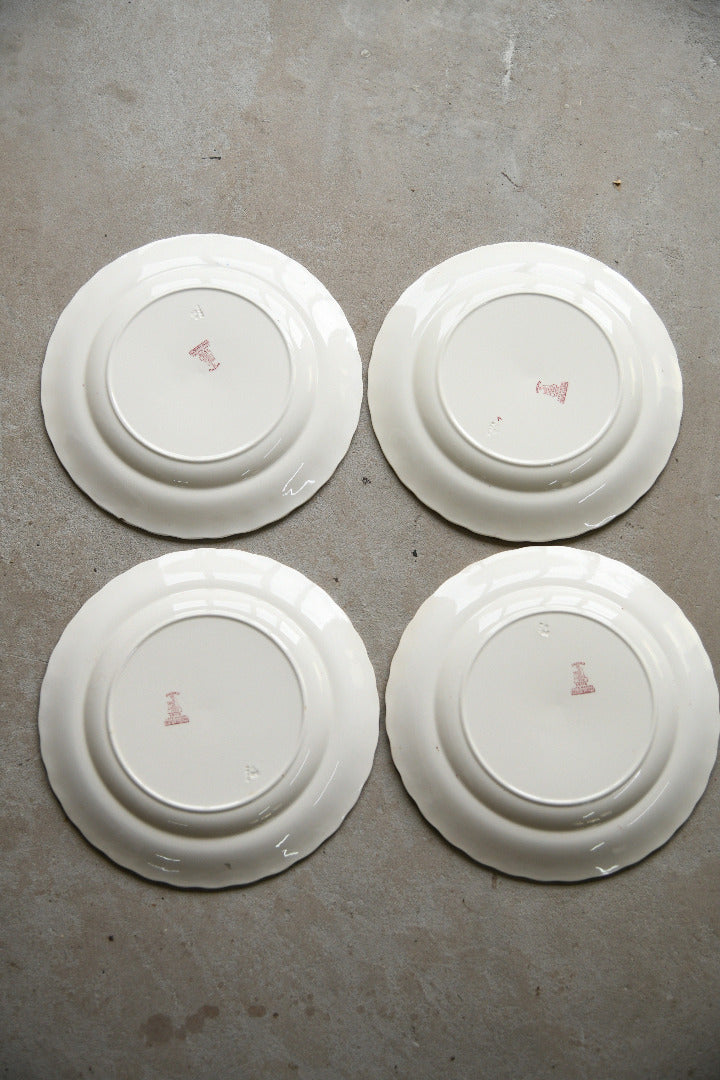 4 Antique Keeling & Co Oxford Red Transferware Dinner Plates