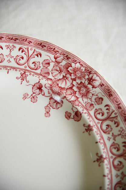 6 Antique Keeling & Co Oxford Red Transferware Small Dinner Plates