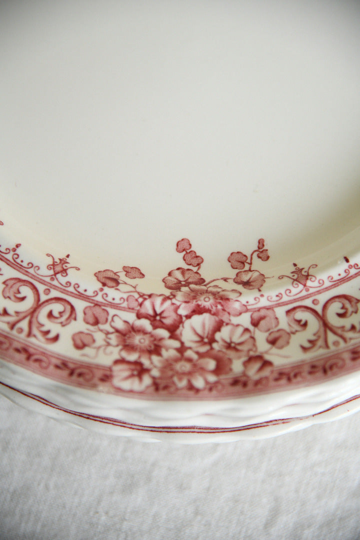 6 Antique Keeling & Co Oxford Red Transferware Small Dinner Plates